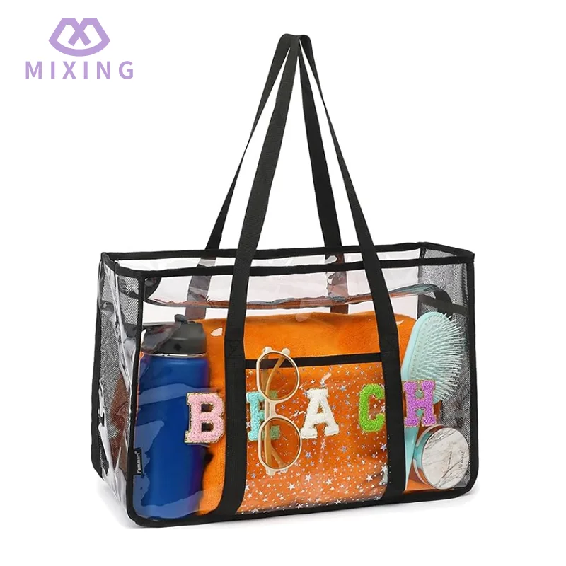 Beg tote pantai yang jelas untuk wanita